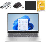 HP 14 Laptop, Intel Core Ultra 7 255U Processor |16GB DDR5 Ram |512GB PCIe NVMe M.2 SSD |Intel Graphics |14" FHD Display |natural silver free Bundle
