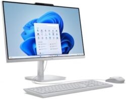 Lenovo AIO A100 All-in-One Desktop PC – 23.8" FHD IPS Display, Intel N100 Processor, 8GB DDR4 Ram, 512GB SSD, Wi-Fi 6, Windows 11 Pro, USB Keyboard & Mouse Included – Cloud Grey