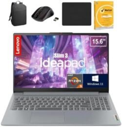 Lenovo IdeaPad Slim 3 Laptop, 15.6-Inch FHD IPS Display, AMD Ryzen 5 5625U Processor, 8GB DDR4 RAM, 512GB SSD, Integrated AMD Radeon Graphics, Backlit Keyboard, Windows 11, Arctic Grey