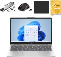 HP 14 Laptop, Intel Core Ultra 7 255U Processor |16GB DDR5 Ram |2TB PCIe NVMe M.2 SSD |Intel Graphics |14" FHD Display |Windows 11 |natural silver free Bundle