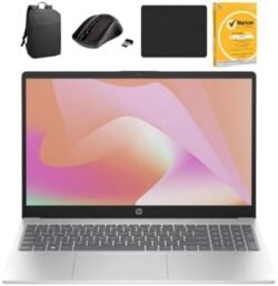 HP 15.6-inch Laptop, AMD Ryzen 3 7320U Processor, 8GB LPDDR5 RAM, 512GB SSD, AMD Radeon Graphics, FHD IPS Display, Wi-Fi 6, Bluetooth, Numeric Keypad, Silver, Windows 11