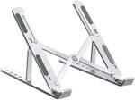 Foldable Laptop Stand, Portable Aluminum Heat Dissipating and Ventilating Ergonomic Riser With Adjustable Height Angle, Extra Strong