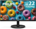 PHILIPS 22 inch Class Thin Full HD (1920 x 1080) Monitor, 100Hz Refresh Rate, VESA, HDMI x1, VGA x1, LowBlue Mode, Adaptive Sync, 221V8LB
